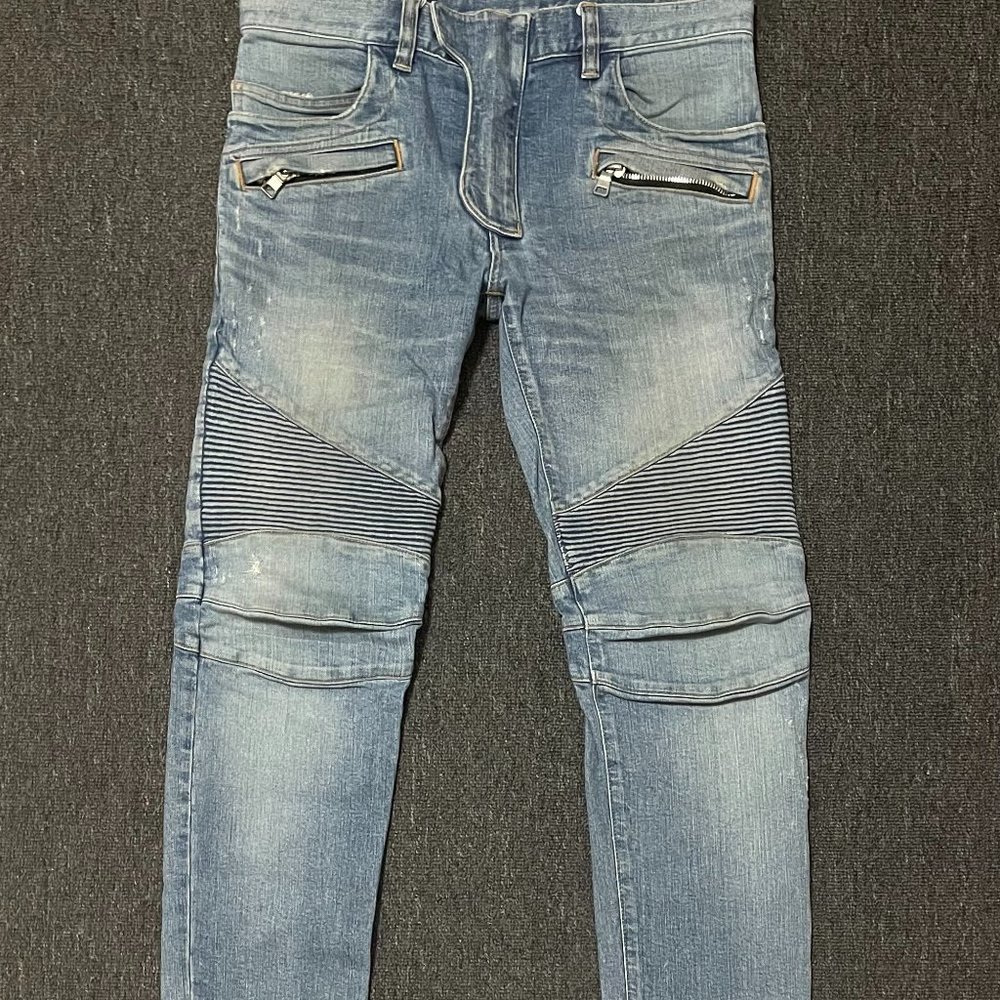 balmain motorcycle jeans size 29